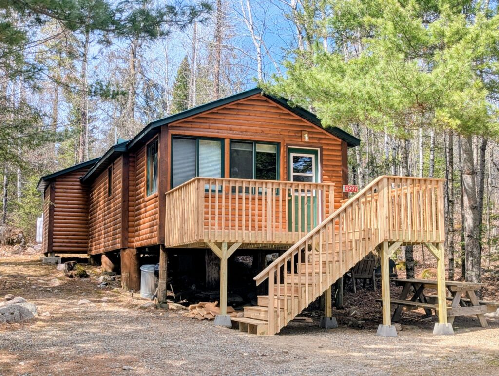 The outside view of a cabin at Big Lake Wilderness Lodge.