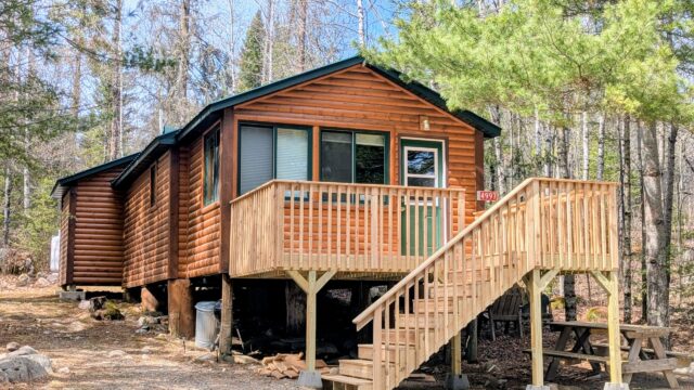 The outside view of a cabin at Big Lake Wilderness Lodge.