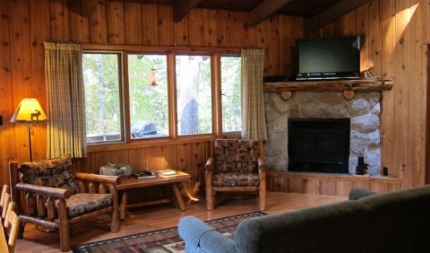 The inside of a cabin at the Timber Bay Lodge.
