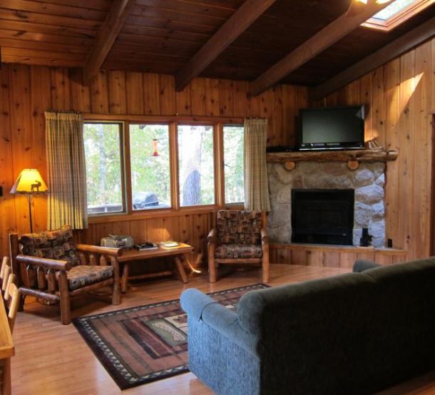 The inside of a cabin at the Timber Bay Lodge.