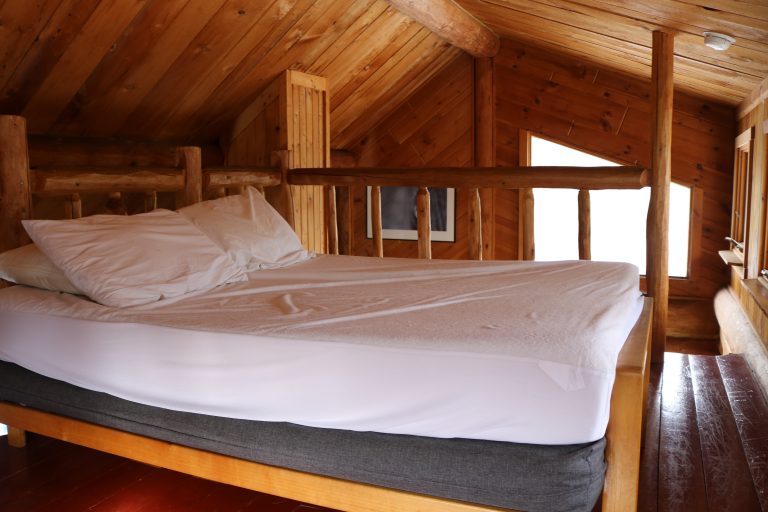 A look at one of the bedrooms in the Triangle cabin. It has a queen bed.